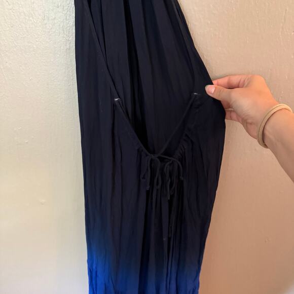 YOUNG FABULOUS AND BROKE Blue and Yellow Ombre Halter Maxi Dress Size Medium - Picture 5 of 9